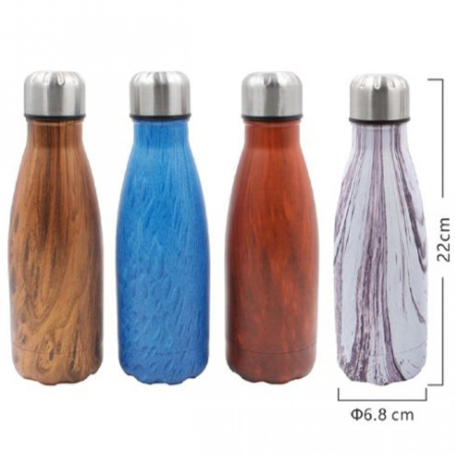Ανοξείδωτο Θερμός 350ml με Εφέ Ξύλου - Woof Effect Thermos σε Διάφορα Χρώματα